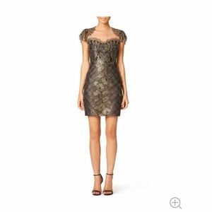 Marchesa Notte Golden crest sheath